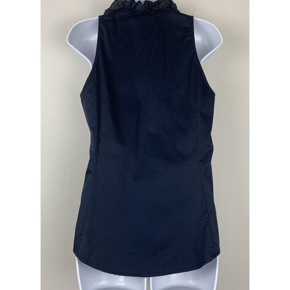 Ann Taylor Size 8 Sleeveless Ruffled Button Front Top Blue NWT - Picture 2 of 7